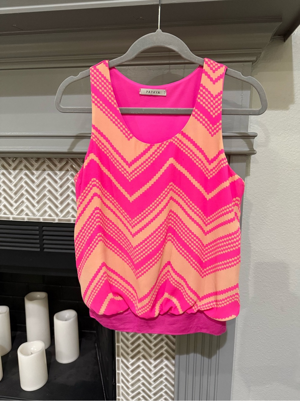 Papaya Hot Pink and Peach Chevron Tank